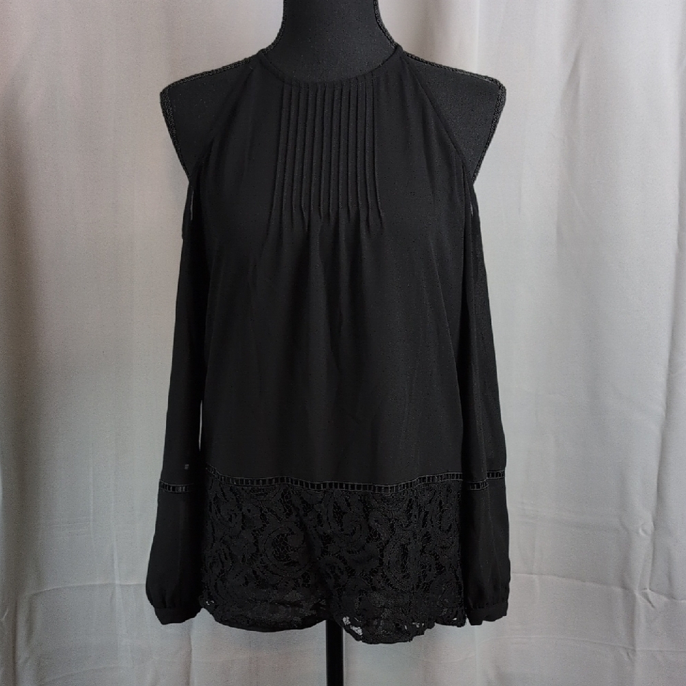 MICHAEL Michael Kors Elegant Black Blouse with Lace Detail Whitchy Gothโ